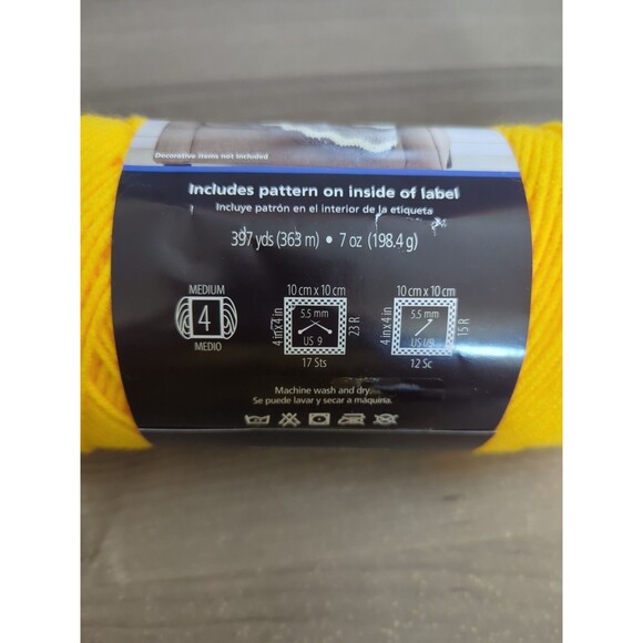 Mainstays Acrylic Yarn Color Gold 397 Yards 7 Oz 4-ply Weight Basic Yarn Yellow - Picture 2 of 4